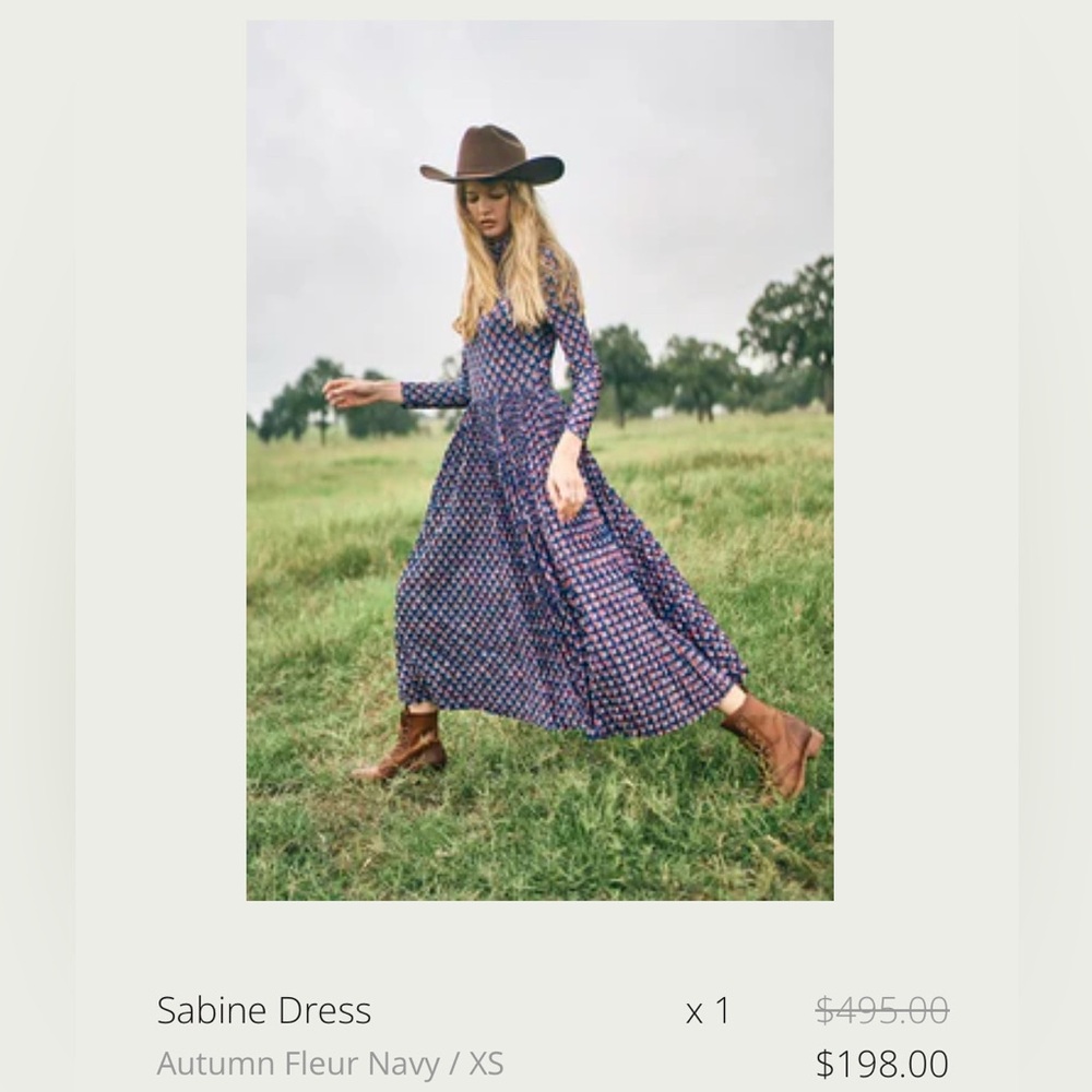 Hunter Blue and Red Long Sleeve Dress